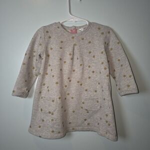 Mini Boden polka dot sweatshirt dress size 2-3 yrs Gray/Gold Polka Dots